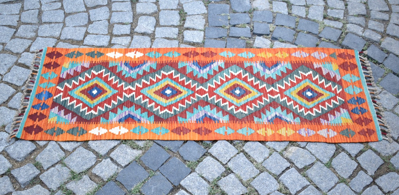 Afghan Rug 22'' x 61'' Home Decor Kitchen Runner Rug Flat Woven Wool Hallway Rug gallery