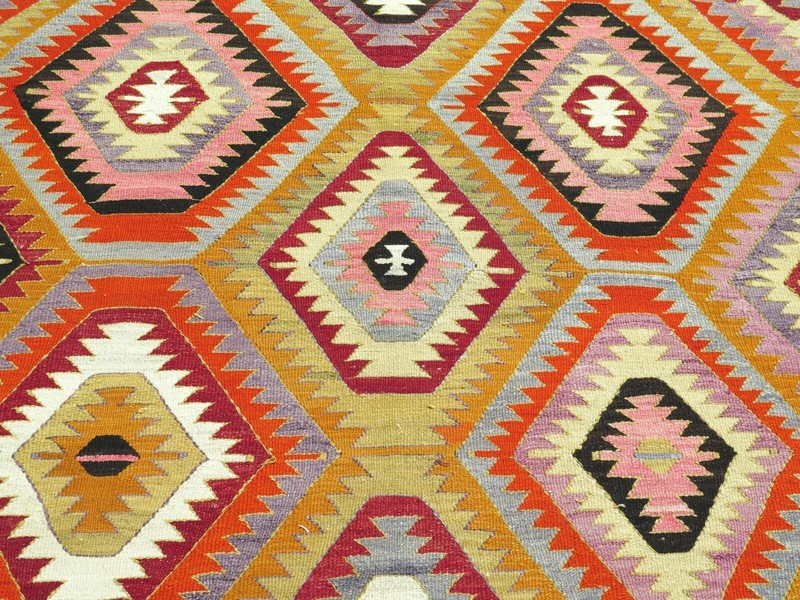 Vintage Turkish Antalya Kilim, Large Rug, Kelim, Area Rug Carpet Teppich 67X107" gallery