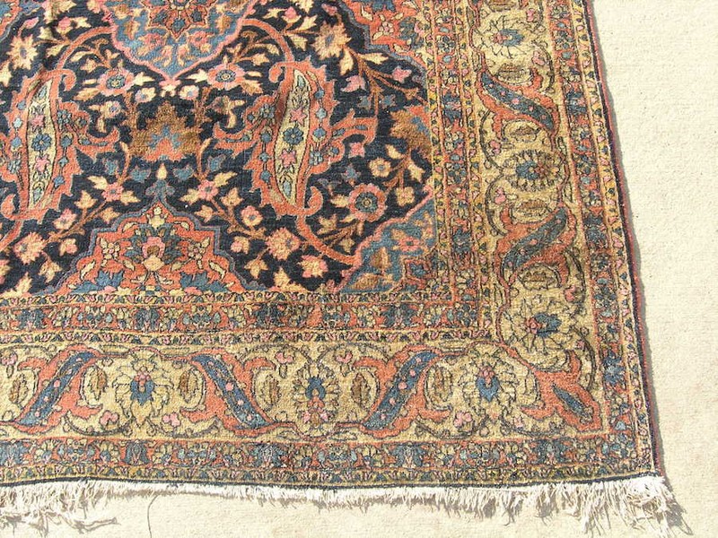 Antique 1800s I s p h a h a n Ahmad Agha Fine Oriental Rug Carpet 54x88" pile gallery