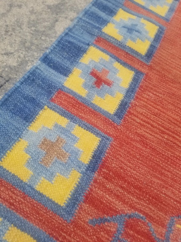 Fine Vintage Traditional Handmade Gabbeh Wool Multicolor Kilim 4.1x2.3 ft gallery