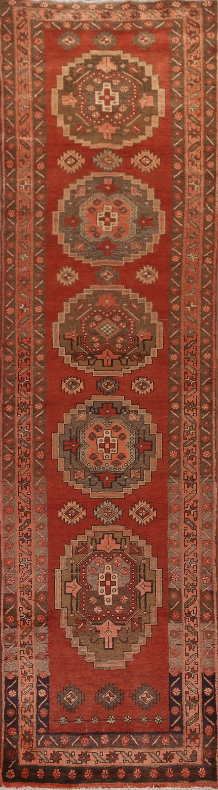 Vintage Geometric Traditional 13 ft Runner Rug Hand-knotted Wool 3x13 gallery