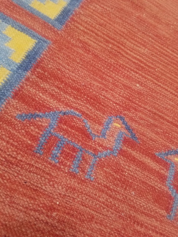Fine Vintage Traditional Handmade Gabbeh Wool Multicolor Kilim 4.1x2.3 ft gallery