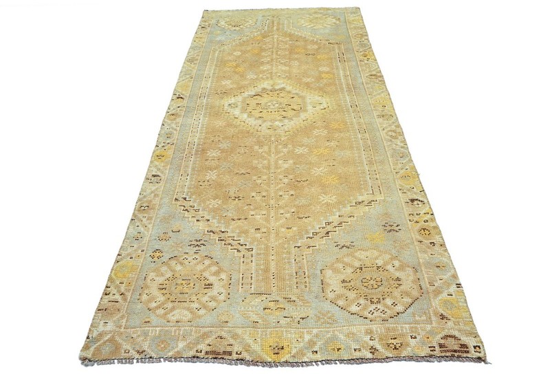 3'11 X 9'3 Vintage Wool Tribal Runner Rug Distressed Carpet Muted Colors 4X9 ft gallery