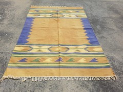 Distressed Vintage Handmade Indian Dhurrie Style Wool Kilim 6.8×4.6 ft