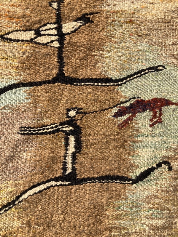 Vintage Traditional Handmade Mohair Afican Folk Floor Wool Tapertry Rug 84x65 cm gallery