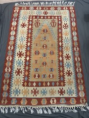 Turkish Kilim Wool Rug, Handmade Floor Carpet, Boho Rugs Area Rug 45″x 68″