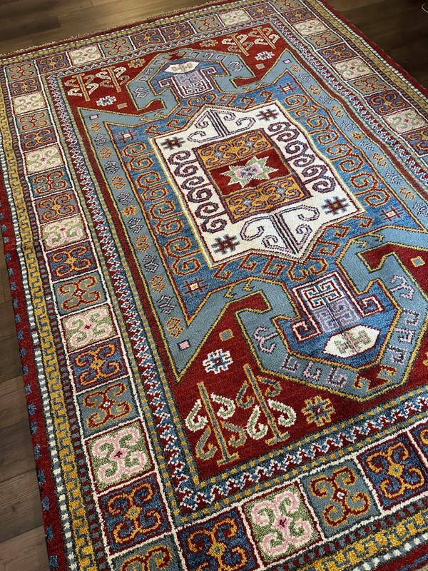 Brand New Tribal & Geometric Colorful & Soft Area Rug, Handmade in India, 6x8 gallery