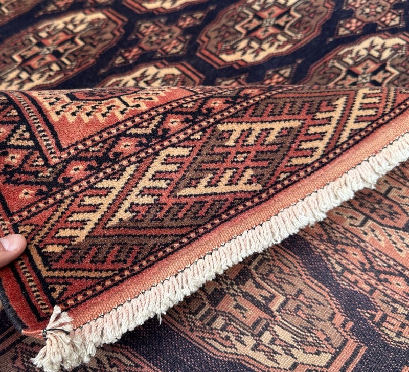 Vintage Afghan Wool Rug 5x7 Blue Bokhara HandMade Turkmen Area Rug 4.8x6.9 ft gallery