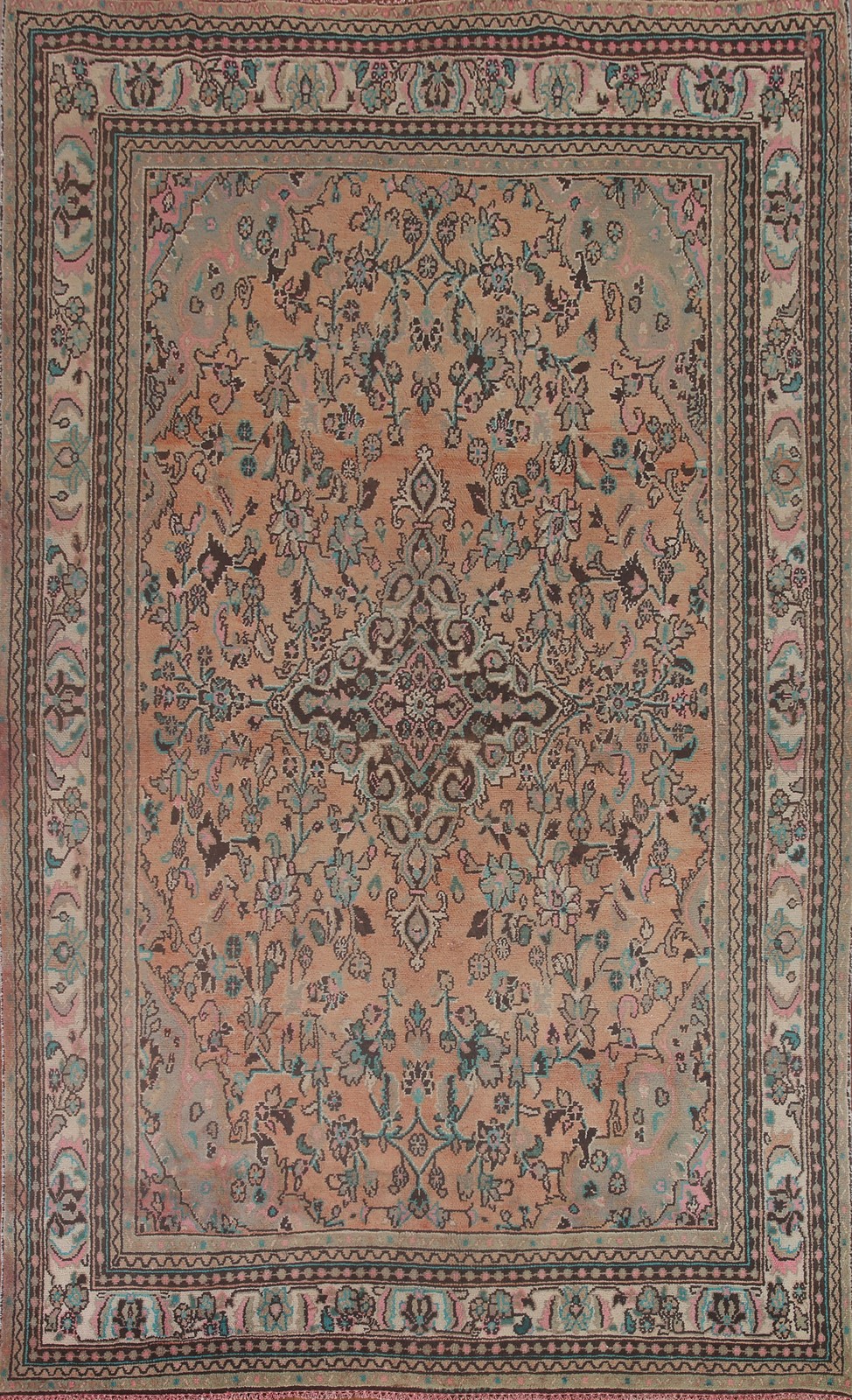Vintage Wool Handmade Area Rug 7x10 Traditional Muted Rust Living Room Carpet gallery