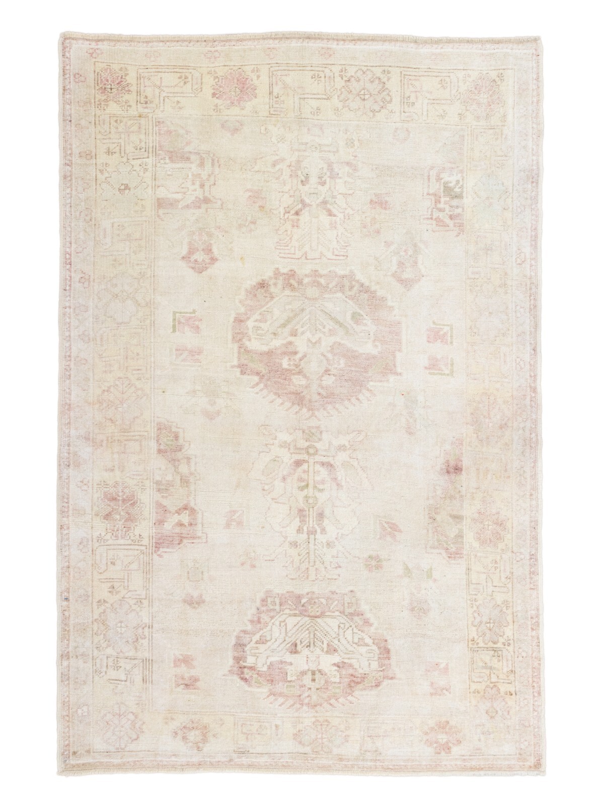 Vintage Oushak Rug 4.6 x 6.5 ft – Blush Almond Tones – Soft Quiet Luxury Accent gallery