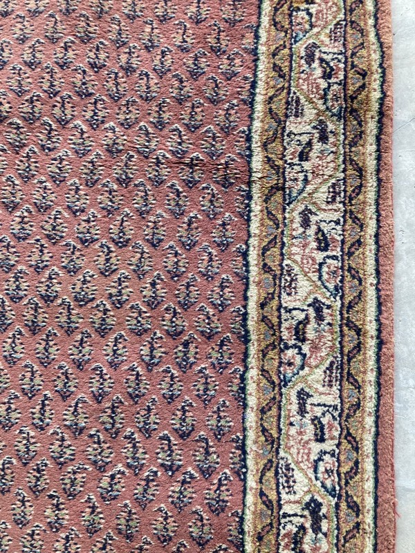 Vintage Traditional Hand-knotted Geometric Floral Oriental Runner Rug 285x82 cm gallery
