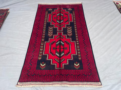 2’11×4’11 ft Vintage Turkmen Hand Knotted Wool Red Black Dual Medallion Area Rug