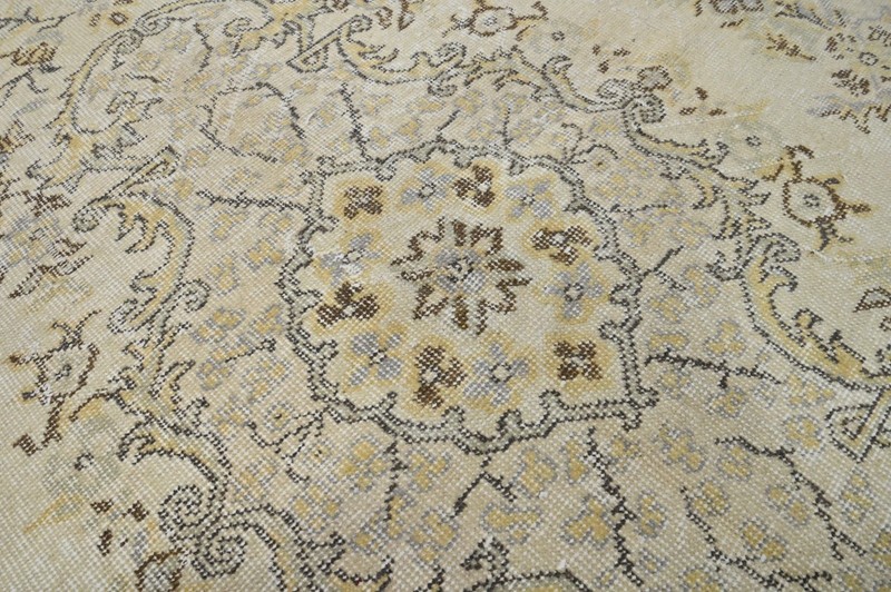 Vintage Turkish Oushak Rug, Beige 5x8ft, Handmade Wool, Bohemian Anatolian gallery