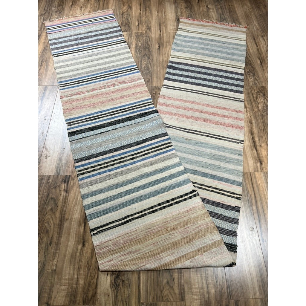 Vintage Turkish Flatwoven Rag Rug Runner in Soft Pastels – 1’10 x 13’4 gallery