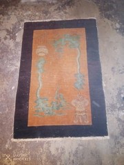 RARE Antique 1920s or Earlier Hand-Knotted Wool Chinese ART DECO Oriental Rug