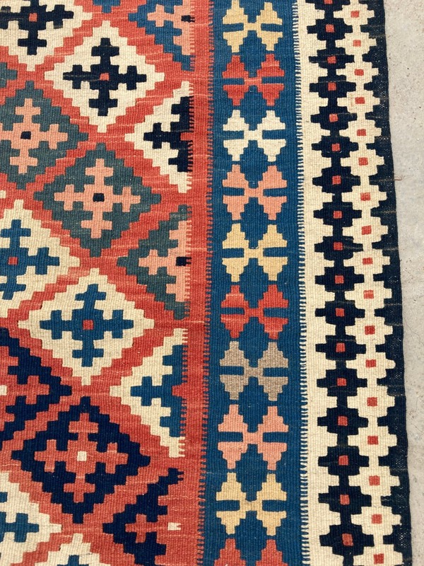 Vintage Traditional Handmade Kazak Geometric Kilim Floor Rug Carpet 156x112 cm gallery