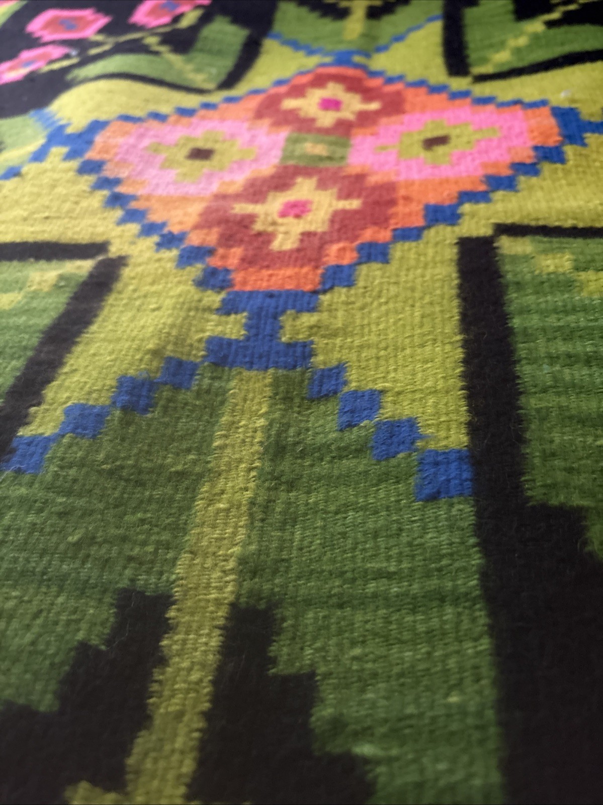 Vintage Romanian traditional rug with floral pattern, old folk wool rug 41/100 gallery