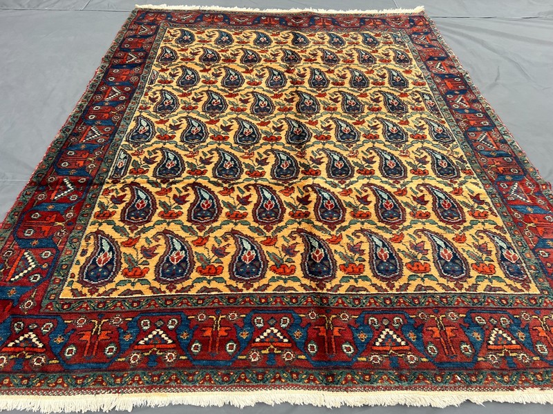 5'5" x 7' Vintage Turkish Hand-Knotted Tribal Rug, Rare Paisley Pattern Boho Rug gallery