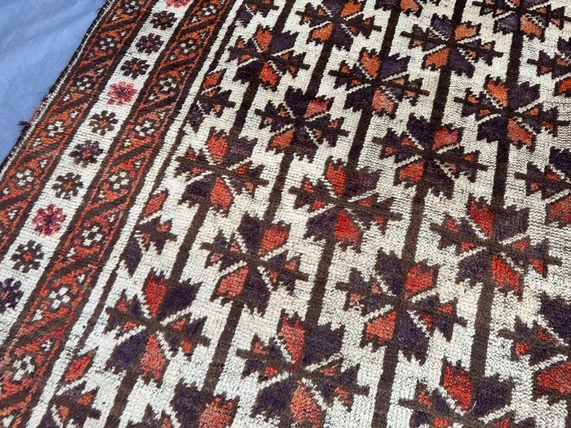 Antique Afghan Baluchi Rug 5'8x10'2 ft – Distressed No Pile Tribal Wool Carpet gallery