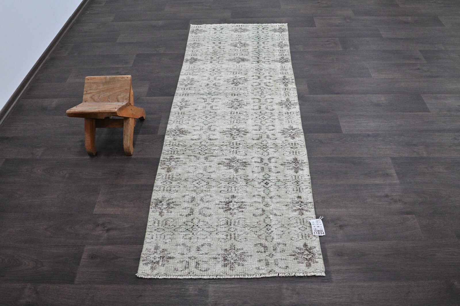 Vintage Turkish Runner Rug 2x6ft Wool Anatolian Handmade Hallway Oushak BEIGE gallery