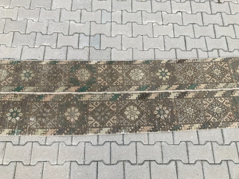 Vintage Turkish Patchwork Runner, 2.2 x 12.6 ft, Antique Oushak Hallway Carpet gallery