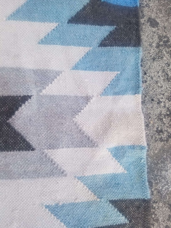 Vintage Traditional Hand Made Abstract Pattern Wool Multicolor Kilim 90x63cm gallery