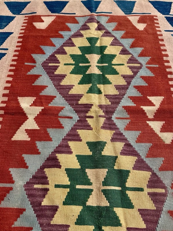 Gorgeous Folk Art Handmade Wool Kayseri Kilim Rug - 112 cm x 157 cm gallery