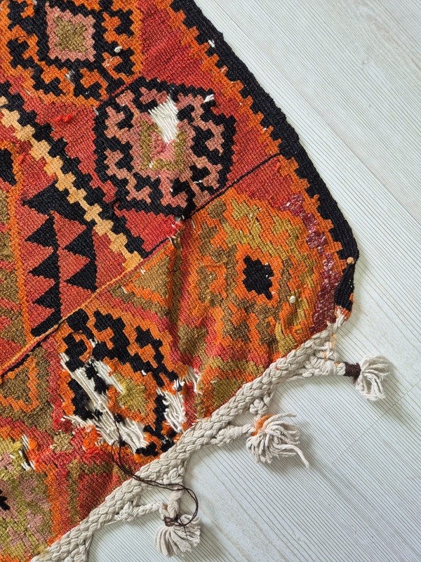 Antique Malatya Fragment Kilim Rug 26x46" Circa 1930s Anatolian Tribal Rug gallery