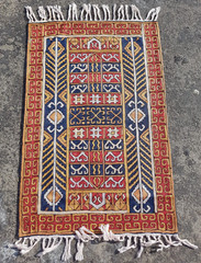 Vintage Hand Woven Traditional Kashmiri Multicolor Kilim Rug Carpet 90×59 cm
