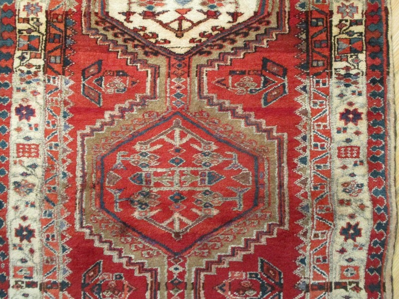 ESTATE 10 FEET RUNNER CIRCA 1950 VEGETABLE DYE HANDMADE-KNOTTED WOOL RUG 582823 gallery