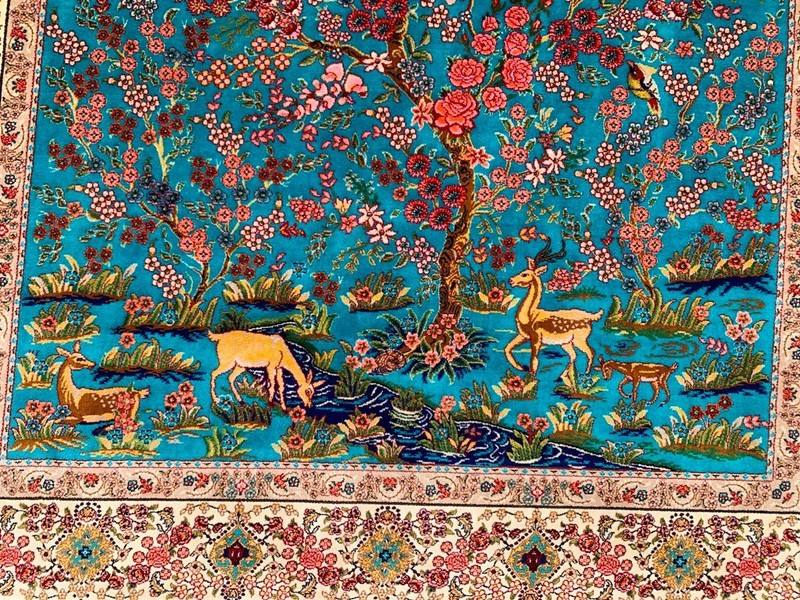 New Pictorial Rug Hi Qaulity Power Loomed Tree of Life Silk Carpet 3x5 ft gallery