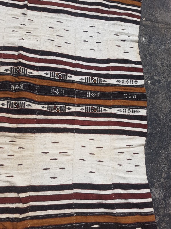 Vintage Handmade Fulani Striped Wool Kilim Rug Carpet 228x137 cm gallery