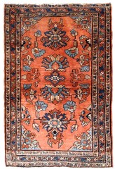 Handmade Oriental Rug 97x150cm Wool Red Blue Beige 1920s Original