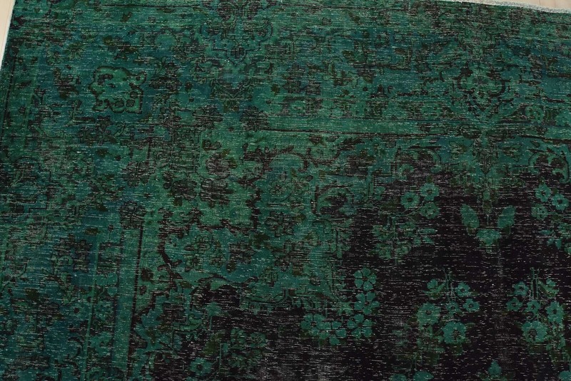 Tabrizi Rug 8'3'' x 11'5'' Purple Wool Semi-Antique Overdyed Hand-Knotted Carpet gallery