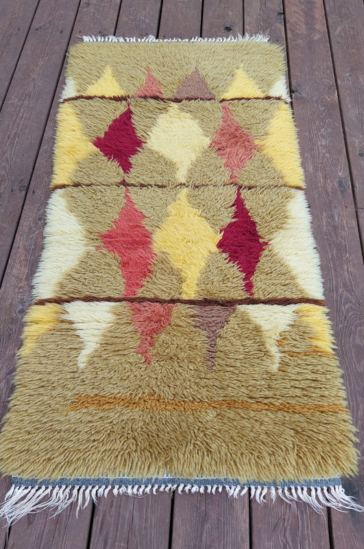 Vintage Scandinavian Rya Rug – Handwoven Wool Rug – Mid Century Wall Hanging – G gallery