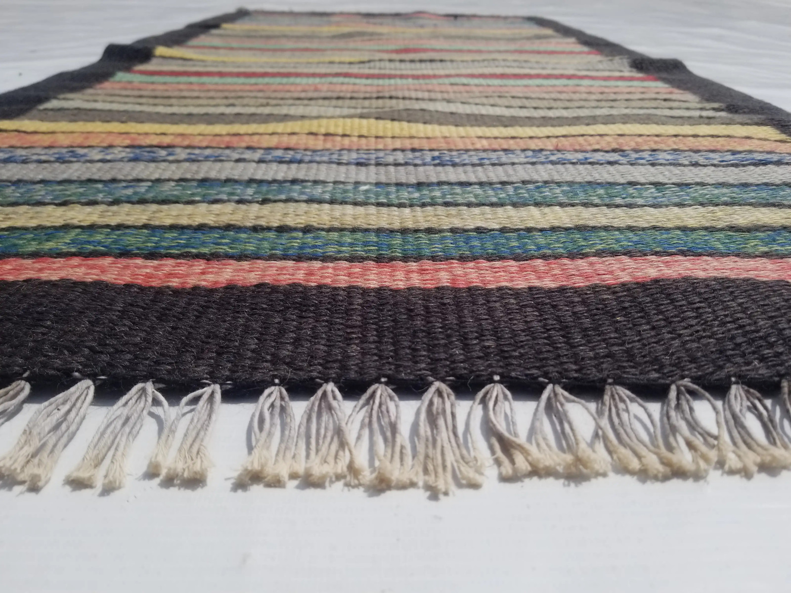 Vintage Traditional Handmade Anatolian Striped Wool Multicolor Kilim 4.3x2.2ft gallery