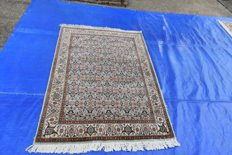 Handmade Oriental Rug Fine Wool and Silk Rug 3.4x4.10 Green Color #TBZG gallery