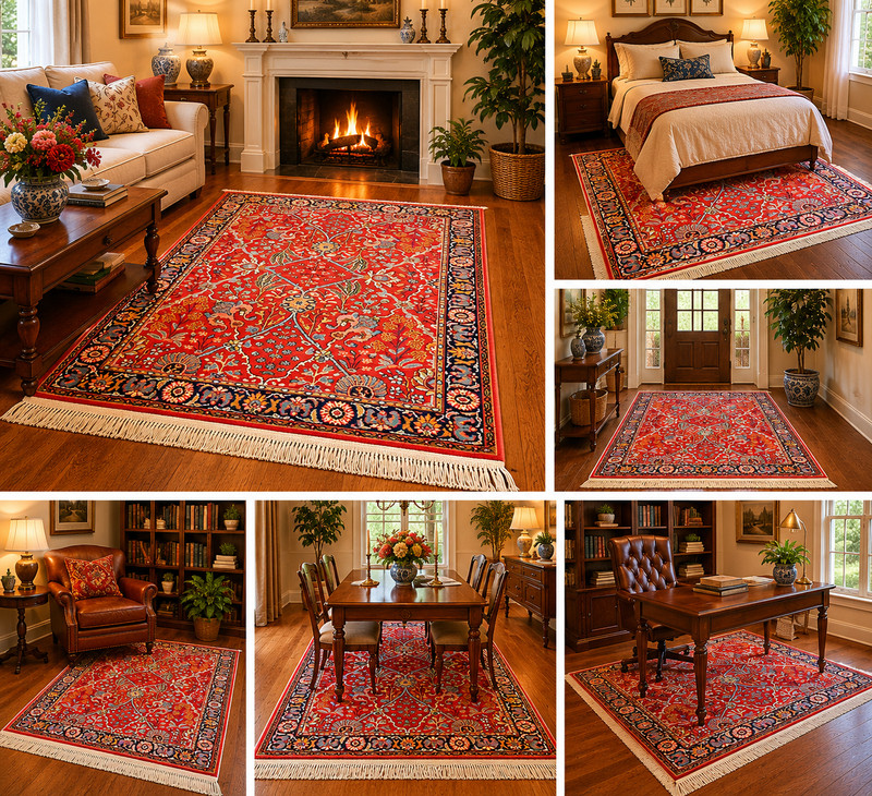 VERY RARE AUTHENTIC AMERICAN KARASTAN ISPAHAN PATTERN # 766 RUG SIZE 4'3" x 6' gallery