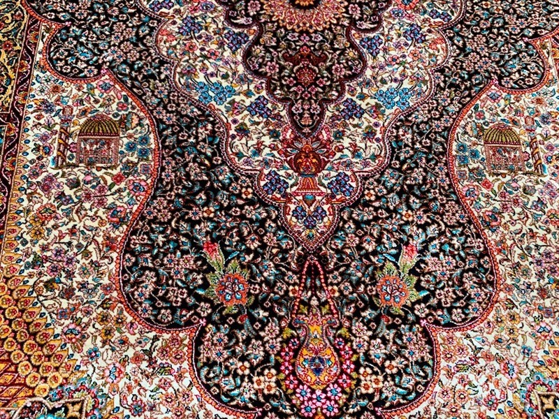 100% Silk Rug | 3x4 ft Bamboo Silk Rug Handmade Fringes and Borders gallery