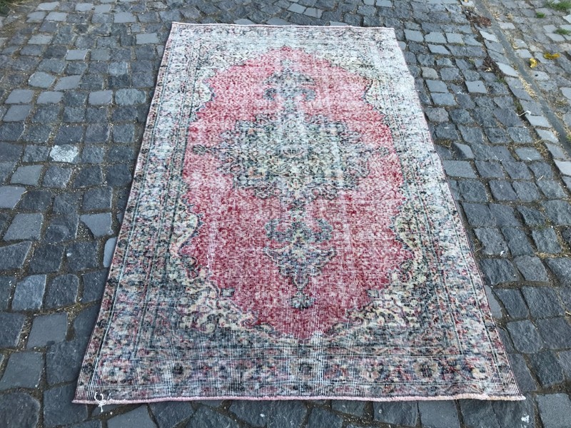 Bohemian Area Rug Handmade Wool Rug Turkish Vintage Traditional Rug 3,9 x 6,5 ft gallery