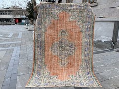 Vintage Turkish Oushak Rug 5.6×8 ft Handmade Wool Area Carpet Distressed Boho