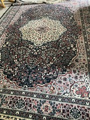 Pretty Large Wool Area Rug Carpet with Floral Medallion Pattern