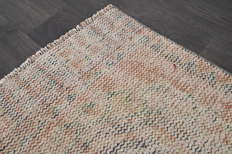Vintage Turkish Runner Rug 3x11ft FADED Handmade Anatolian Oushak Hallway Wool gallery