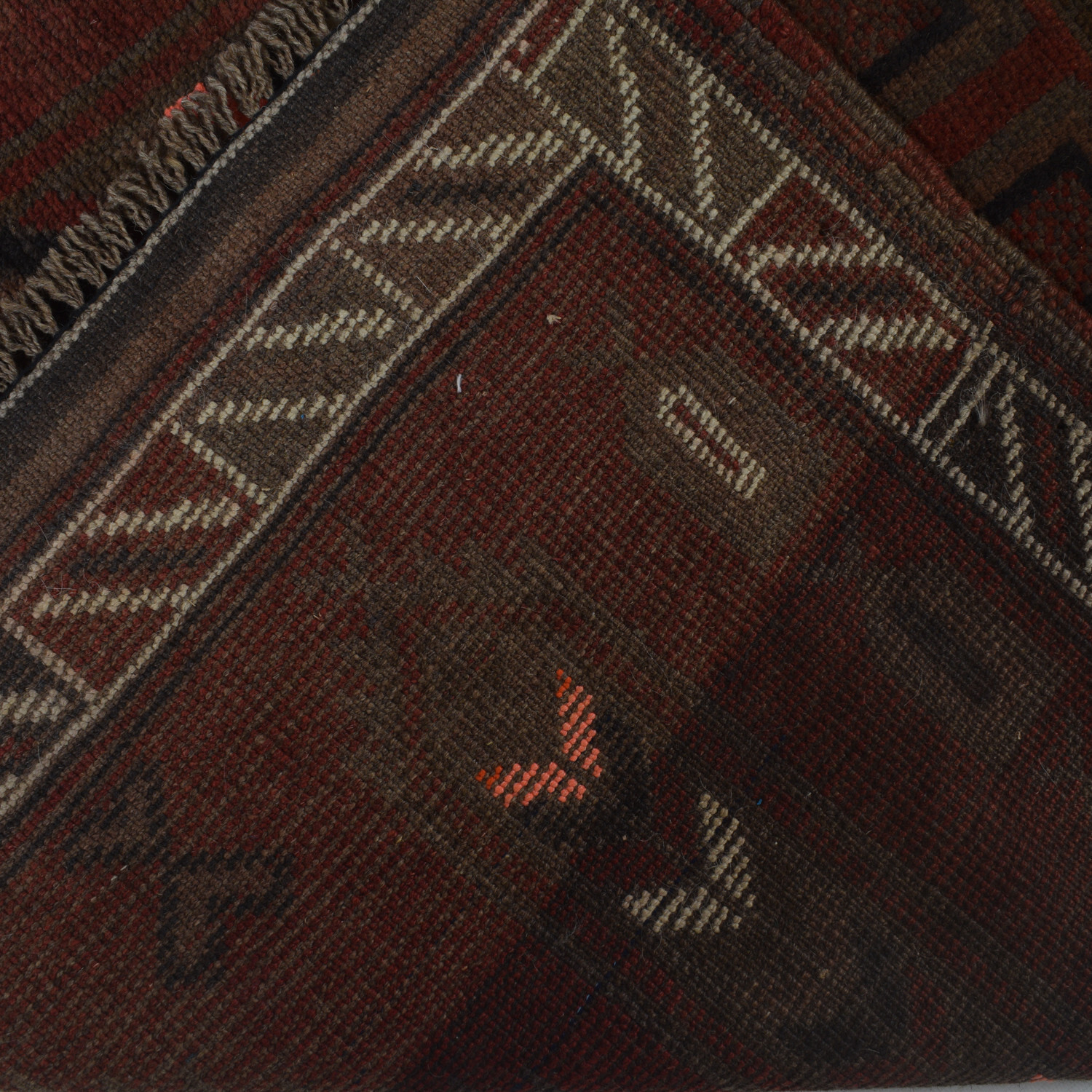 Traditional Hand Knotted Afghan Rug Brown Vintage baluchi Rug 2'7x4'2 ft -B16984 gallery