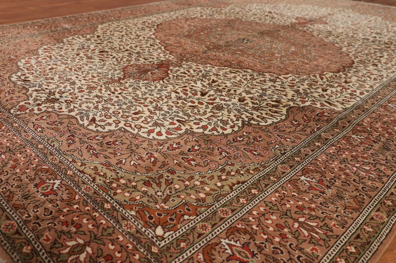Vintage Floral Anatolian Turkish Ivory Wool Handmade Living Room Area Rug 7x10 gallery