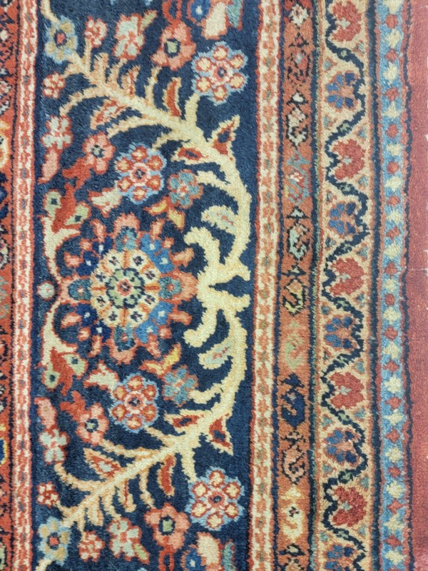 Antique Oriental Hand-Knotted Wool Area Rug Red/Navy Blue/Ivory/Blue 12' x 16' gallery