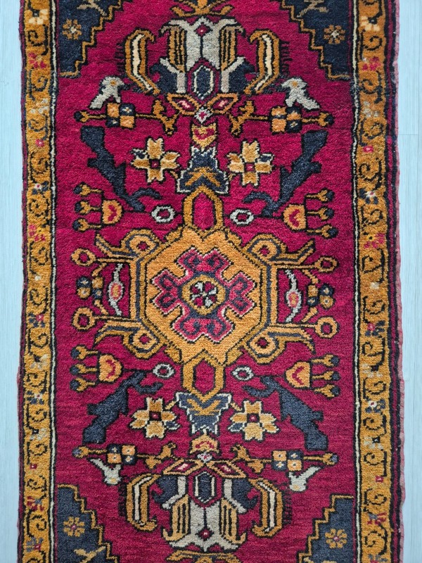 Antique Anatolian Hand-Knotted Small Rug, 22x38 in Turkish Tribal Wool Carpet gallery