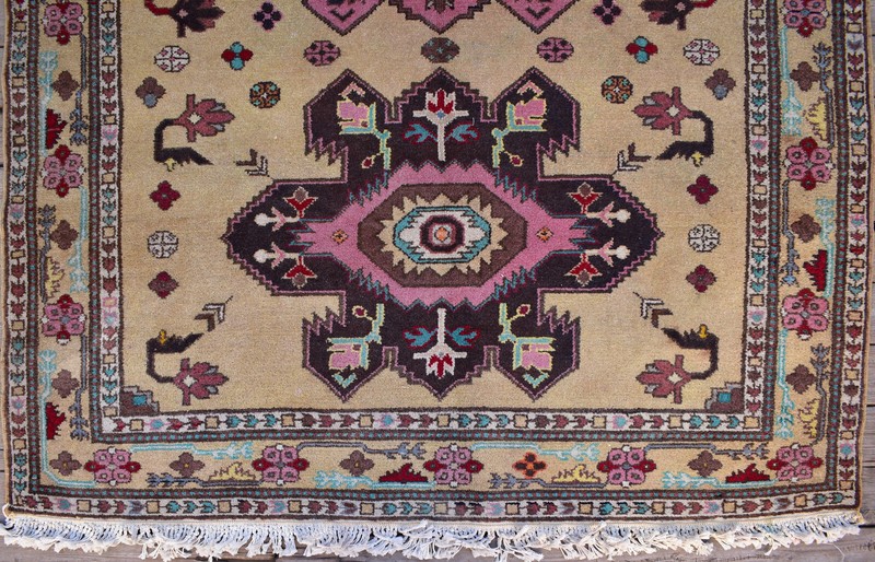 Caucasian Rug 4x6 Size Hand-knotted Vintage Primitive Yellow Carpet 126x188cm gallery