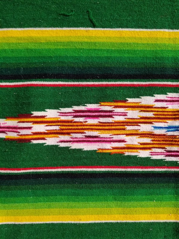 Vintage Handmade Mexican Saltillo Serape Wool Multicolor Kilim 7.6x4.9 ft gallery