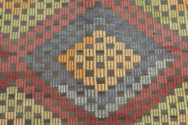 Vintage Turkish Kilim Wool Rug, Handmade Floor Carpet, Large Boho Rug 70"x109" gallery